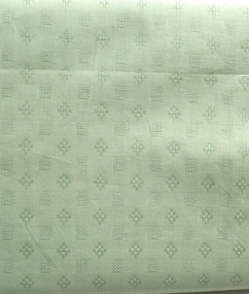 Solino Men's Cotton Lawn Self Design  Unstitched Kurta Fabric (Olive Green)
