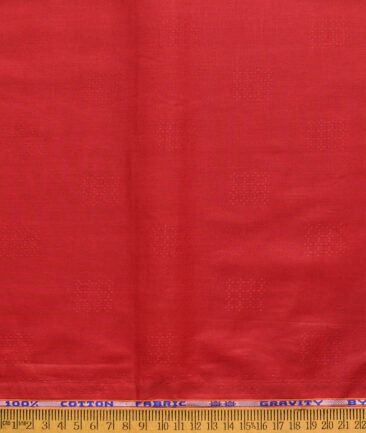 Solino Men's Cotton Lawn Self Design  Unstitched Kurta Fabric (Red)