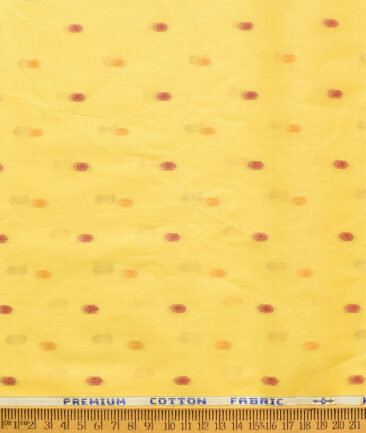 Solino Men's Cotton Lawn Self Design  Unstitched Kurta Fabric (Yellow)