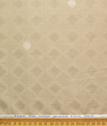 Solino Men's Cotton Lawn Self Design  Unstitched Kurta Fabric (Oat Beige)