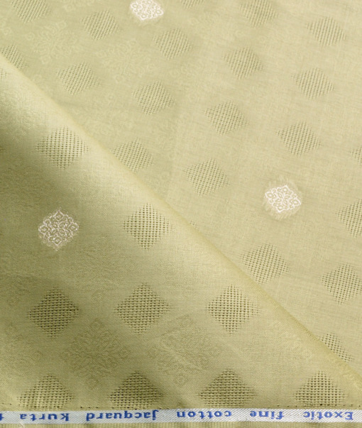 Solino Men's Cotton Lawn Self Design  Unstitched Kurta Fabric (Pear Green)