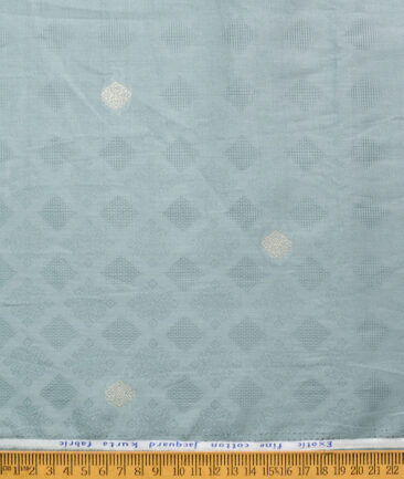 Solino Men's Cotton Lawn Self Design  Unstitched Kurta Fabric (Teal Blue)