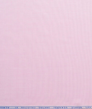Almonti Men's Poly Cotton Solids  Unstitched Wrinkle Free Shirting Fabric (Pink)