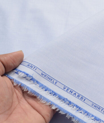 Almonti Men's Poly Cotton Solids  Unstitched Wrinkle Free Shirting Fabric (Sky Blue)