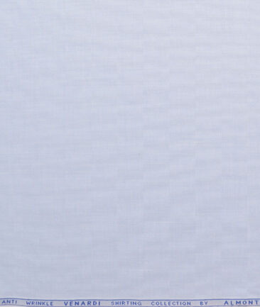 Almonti Men's Poly Cotton Solids  Unstitched Wrinkle Free Shirting Fabric (Sky Blue)