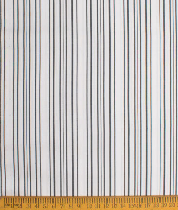 Nemesis Men's  Giza Cotton Striped  Unstitched Shirting Fabric (White)