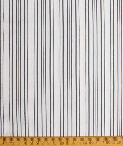 Nemesis Men's  Giza Cotton Striped  Unstitched Shirting Fabric (White)
