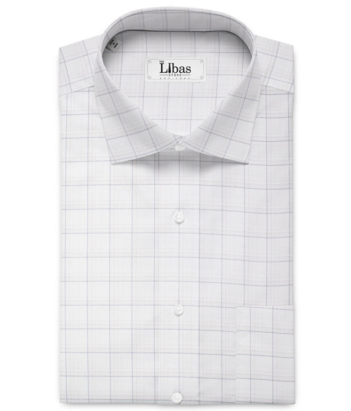Siyaram's Men's  Poly Cotton Checks  Unstitched Shirting Fabric (White)