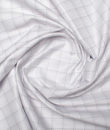 Siyaram's Men's  Poly Cotton Checks  Unstitched Shirting Fabric (White)