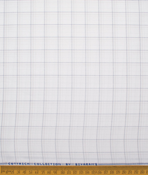 Siyaram's Men's  Poly Cotton Checks  Unstitched Shirting Fabric (White)