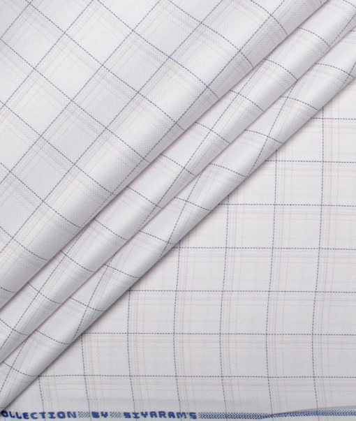 Siyaram's Men's  Poly Cotton Checks  Unstitched Shirting Fabric (White)