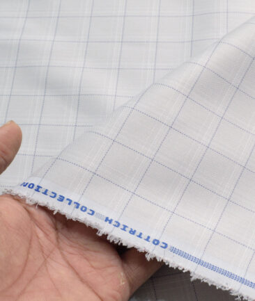 Siyaram's Men's Poly Cotton Checks  Unstitched Wrinkle Free Shirting Fabric (Light Grey)