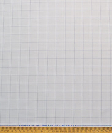 Siyaram's Men's Poly Cotton Checks  Unstitched Wrinkle Free Shirting Fabric (Light Grey)