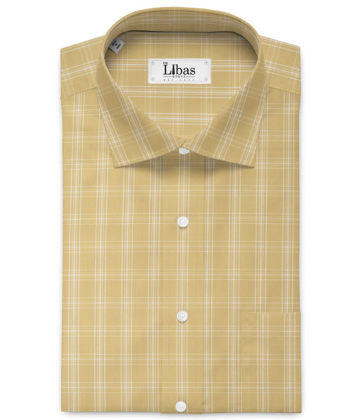 Siyaram's Men's Poly Cotton Checks  Unstitched Wrinkle Free Shirting Fabric (Latte Beige)