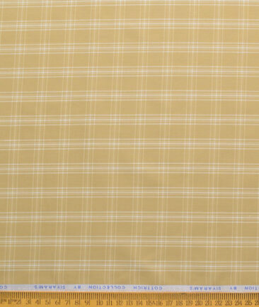 Siyaram's Men's Poly Cotton Checks  Unstitched Wrinkle Free Shirting Fabric (Latte Beige)