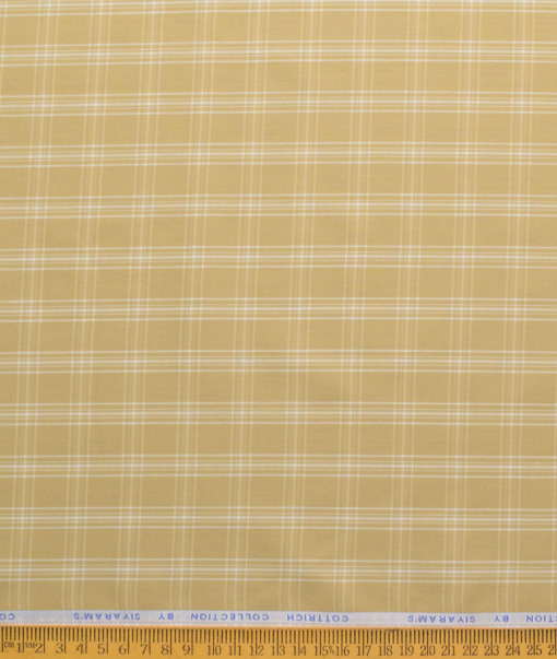 Siyaram's Men's Poly Cotton Checks  Unstitched Wrinkle Free Shirting Fabric (Latte Beige)