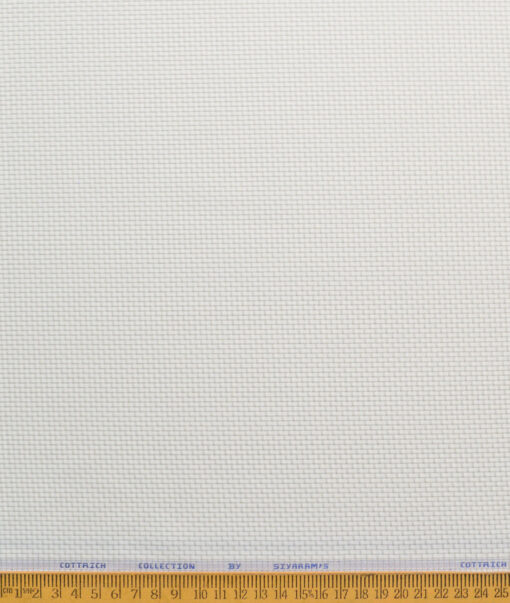 Siyaram's Men's Poly Cotton Self Design  Unstitched Wrinkle Free Shirting Fabric (White & Grey)