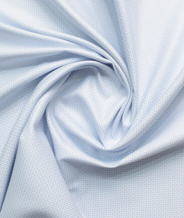 Siyaram's Men's Poly Cotton Self Design  Unstitched Wrinkle Free Shirting Fabric (White & Sky Blue)