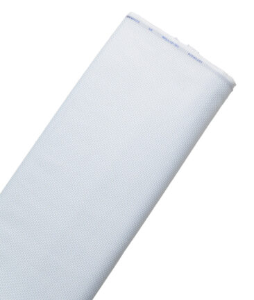 Siyaram's Men's Poly Cotton Self Design  Unstitched Wrinkle Free Shirting Fabric (White & Sky Blue)