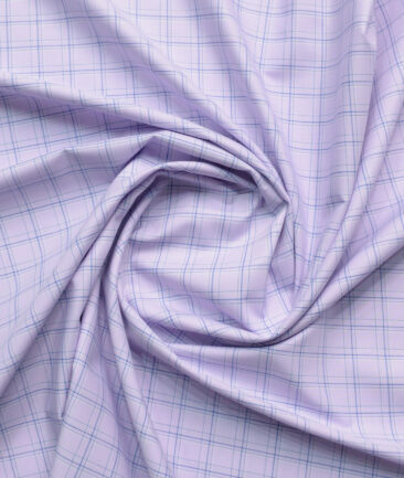 Siyaram's Men's Poly Cotton Checks  Unstitched Wrinkle Free Shirting Fabric (Light Purple)