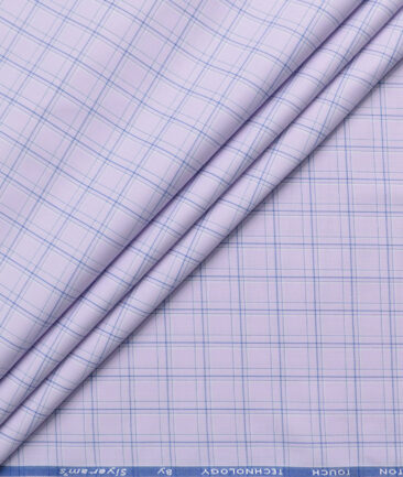 Siyaram's Men's Poly Cotton Checks  Unstitched Wrinkle Free Shirting Fabric (Light Purple)