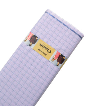 Siyaram's Men's Poly Cotton Checks  Unstitched Wrinkle Free Shirting Fabric (Light Purple)