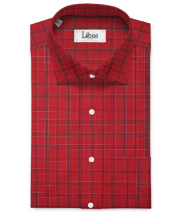 Siyaram's Men's  Superfine Cotton Checks  Unstitched Shirting Fabric (Red)