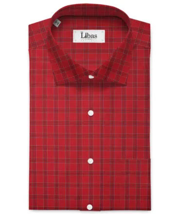 Siyaram's Men's  Superfine Cotton Checks  Unstitched Shirting Fabric (Red)