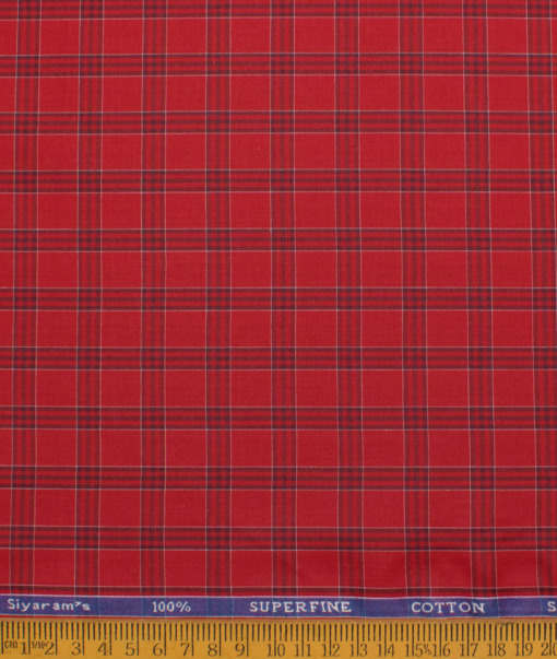 Siyaram's Men's  Superfine Cotton Checks  Unstitched Shirting Fabric (Red)
