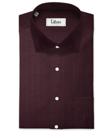 Soktas Men's  Giza Cotton Striped  Unstitched Shirting Fabric (Dark WIne)