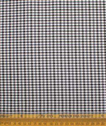 Soktas Men's 100/2 Giza Cotton Checks  Unstitched Shirting Fabric (White & Black)