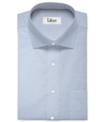 Soktas Men's 80/2 Giza Cotton Structured  Unstitched Shirting Fabric (White & Sky Blue)