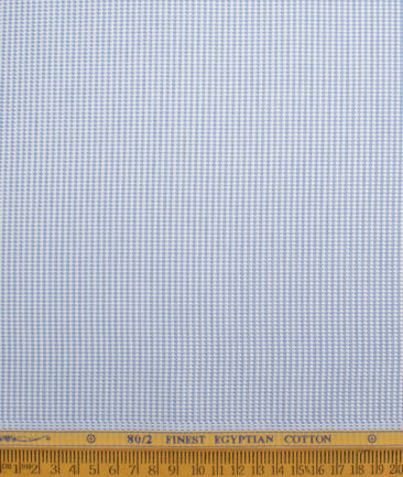 Soktas Men's 80/2 Giza Cotton Structured  Unstitched Shirting Fabric (White & Sky Blue)