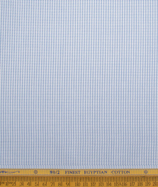 Soktas Men's 80/2 Giza Cotton Structured  Unstitched Shirting Fabric (White & Sky Blue)