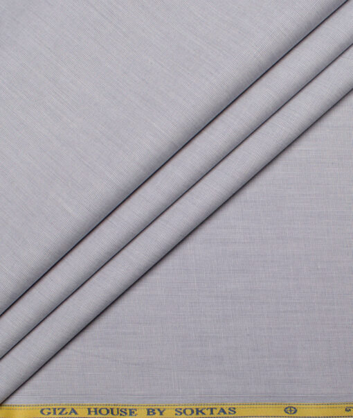 Soktas Men's  Giza Cotton Solids  Unstitched Shirting Fabric (Light Grey)