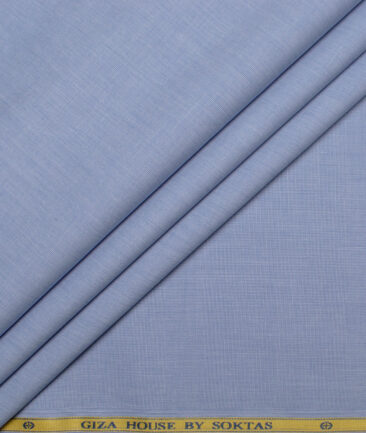 Soktas Men's  Giza Cotton Solids  Unstitched Shirting Fabric (Light Blue)