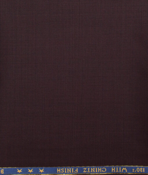 J.Hampstead Men's 50% Wool Super 130's Structured Unstitched Trouser Fabric (Dark Wine) - Image 2