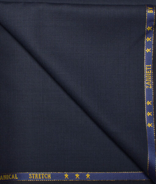 J.Hampstead Men's 60% Wool Super 140's Structured Unstitched Trouser Fabric (Dark Navy Blue)