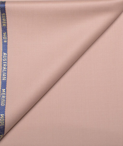 J.Hampstead Men's 60% Wool Super 140's Solids Unstitched Trouser Fabric (Salmon Peach)