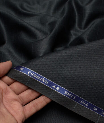 Raymond Men's Polyester Viscose  Checks  Unstitched Suiting Fabric (Blackish Grey)