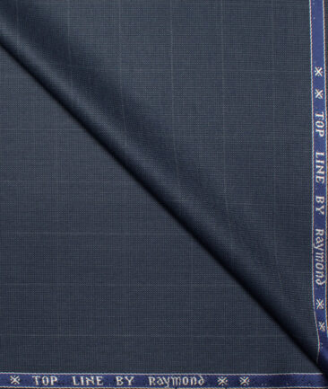 Raymond Men's Polyester Viscose  Checks  Unstitched Suiting Fabric (Dark Blue)