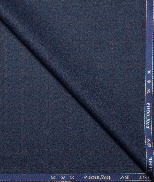 Raymond Men's Polyester Viscose  Checks  Unstitched Suiting Fabric (Dark Royal Blue)
