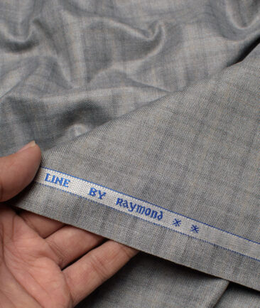 Raymond Men's Polyester Viscose  Checks  Unstitched Suiting Fabric (Light Grey)