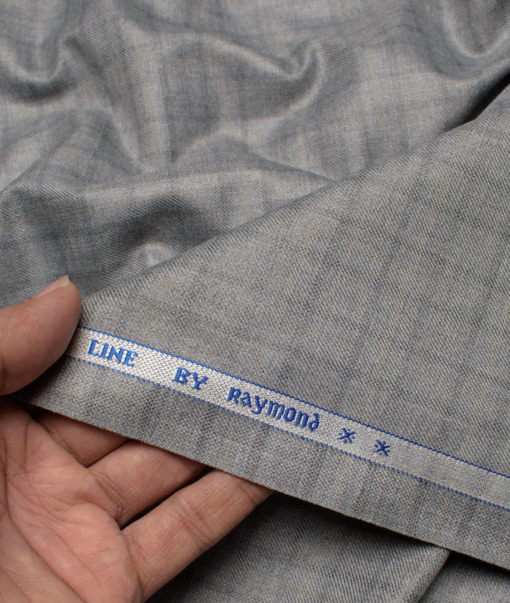 Raymond Men's Polyester Viscose  Checks  Unstitched Suiting Fabric (Light Grey)