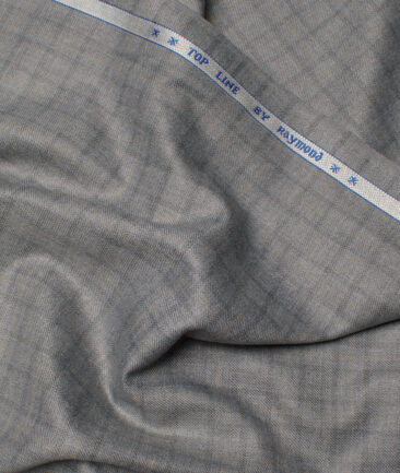 Raymond Men's Polyester Viscose  Checks  Unstitched Suiting Fabric (Light Grey)