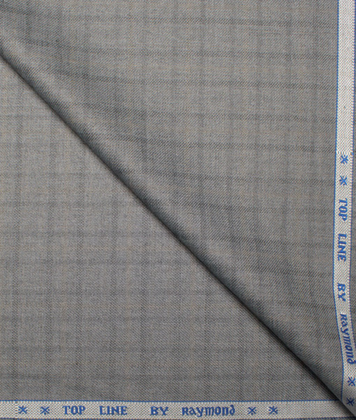 Raymond Men's Polyester Viscose  Checks  Unstitched Suiting Fabric (Light Grey)