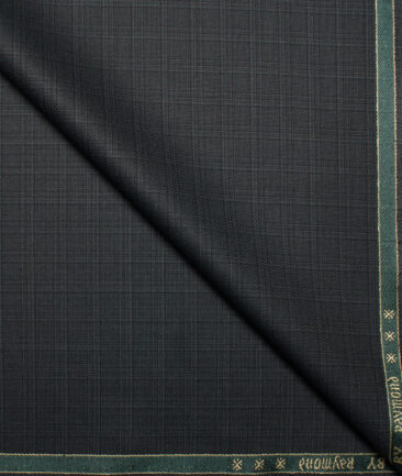 Raymond Men's Polyester Viscose  Checks  Unstitched Suiting Fabric (Dark Grey)