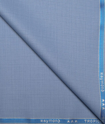Raymond Men's Polyester Viscose  Self Design  Unstitched Suiting Fabric (Sky Blue)