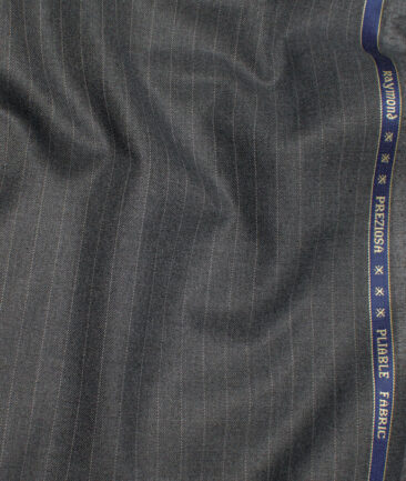 Raymond Men's Polyester Viscose  Striped  Unstitched Suiting Fabric (Worsted Grey)