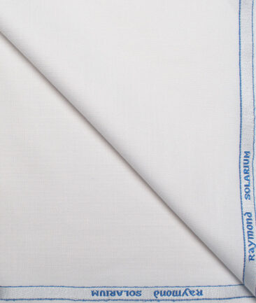 Raymond Men's Polyester Viscose  Self Design  Unstitched Suiting Fabric (White)